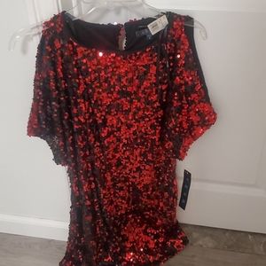 Black and red sequin party dress